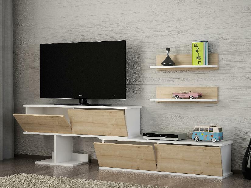 Mobilier living Minevra (Alb + Stejar zafir)