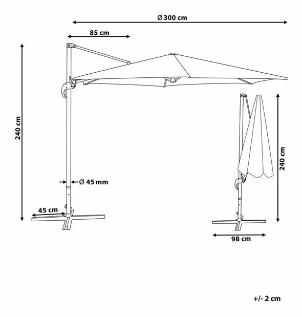 Záhradný slnečník 300 cm SAVISSI (hliník) (antracit)
