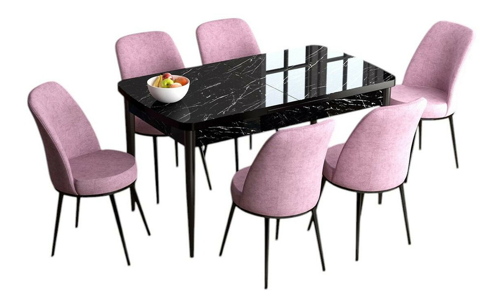 Set dining Hana (nuc baroc + muștar) (pentru 6 persoane)