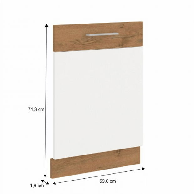 Uși pentru mașina de spălat vase ZM 713x596 Velaga (alb lucios + stejar lancelot)