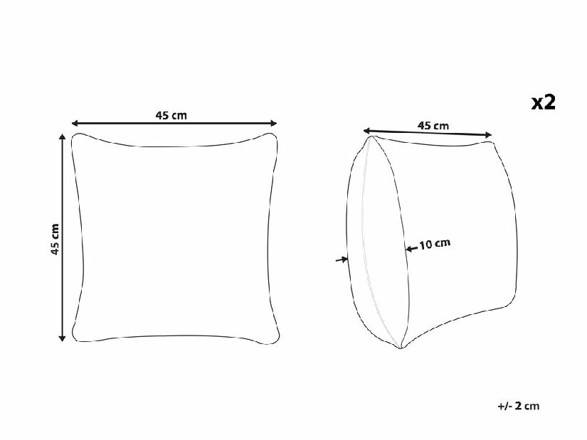 Set 2 perne decorative 45 x 45 cm Horde (gri)