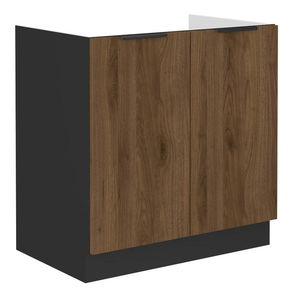 Dolná kuchynská skrinka Manana 80 ZL 2F BB (korpus: čierna matná + front: orech okapi)
