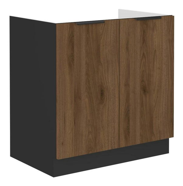 Dolná kuchynská skrinka Manana 80 ZL 2F BB (korpus: čierna matná + front: orech okapi)