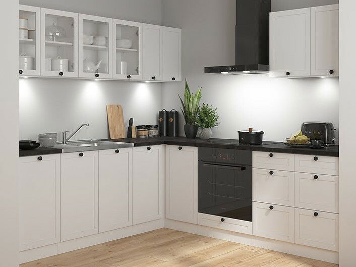 Rohová kuchyňa BRW Junona Line 220 + 240 cm (dub bernstein + biela)