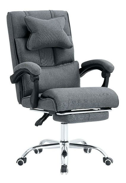 Kancelárske kreslo s výsuvnou podnožou WALDON (sivá + chróm)