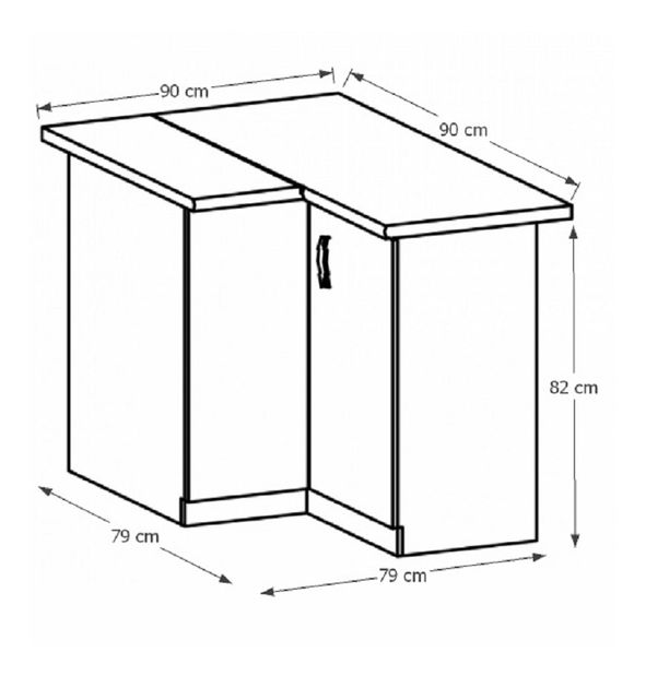 Donji kutni ormarić D90N Provense (bijela + bor andersen)