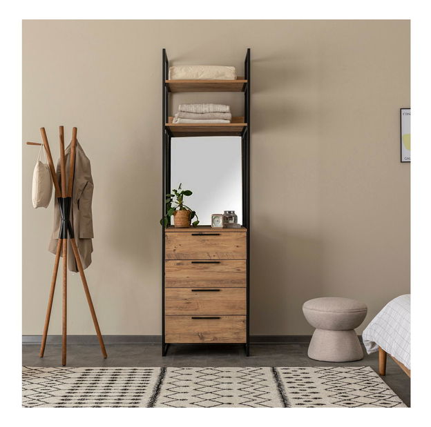 Regál Denoletta (tükörrel) (borovi atlanti fenyő + fekete)