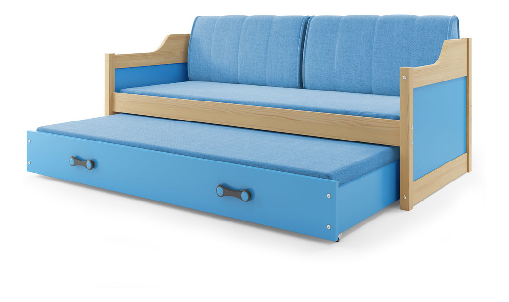 Széthúzható ágy 90 x 200 cm Dimar (fenyő + kék) (ágyrácsokkal és tárolóhellyel)
