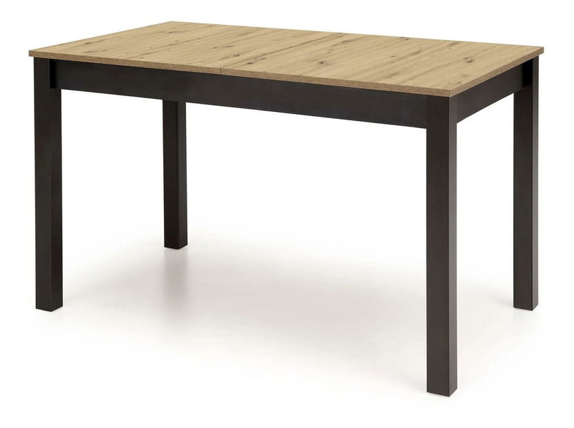 Masă de sufragerie extensibilă Tentempies (stejar artisan + negru) (pentru 4-6 persoane)