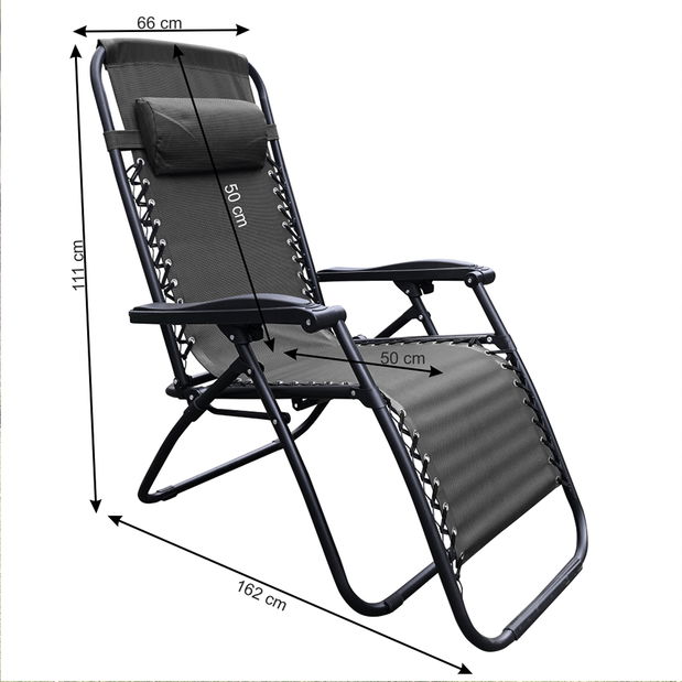 Záhradné polohovatelné kreslo Gerry (čierna)