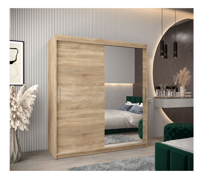 Ormar za garderobu 180 cm Toki 2 (hrast sonoma + bijela mat)