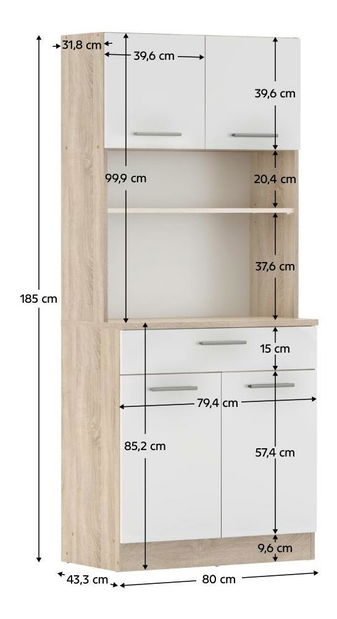 Kuhinjski kutak Domini NEW (hrast sonoma + bijela)