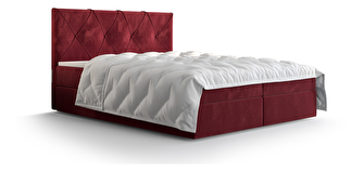 Pat matrimonial Boxspring 140 cm Athena (bordo) ( cu saltea și sp. depozitare)