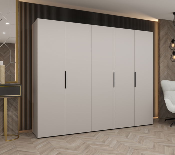 Šatníková skriňa 250 cm Mirabella 1 (kašmír + čierna)