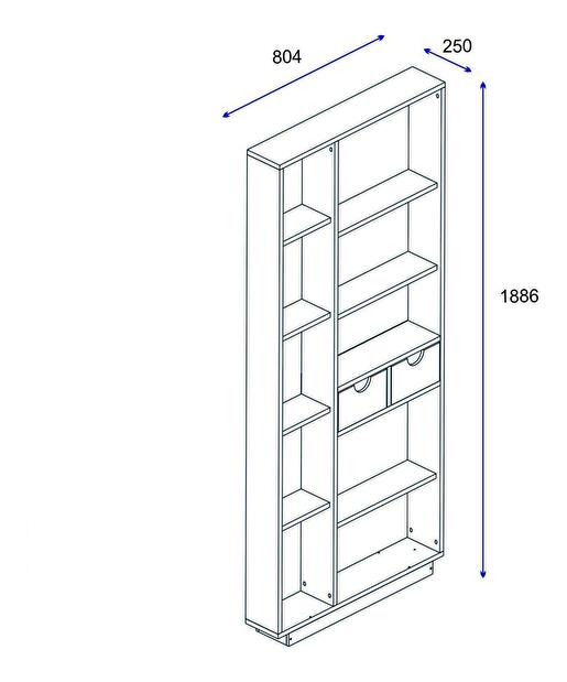 Regál Mubede (fehér + dió) 