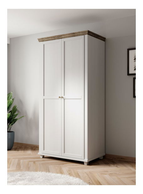 Šatníková skriňa Elvina S Typ 18 (biela + jaseň + dub lefkas)