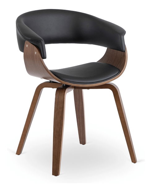 Blagovaonska stolica Generosas 1 (crna eko koža + orah) 