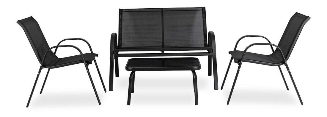 Set mobilier de grădină Magro (negru) (pentru 4 persoane)