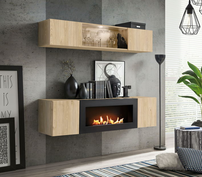 Set za dnevni boravak Ferryhill HJ FY N3 (hrast jackson hickory) (s rasvjetom) (s bio kaminom)