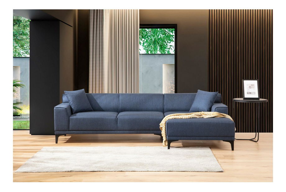 Kutna garnitura Petrafonzo (D) (plava + crna)