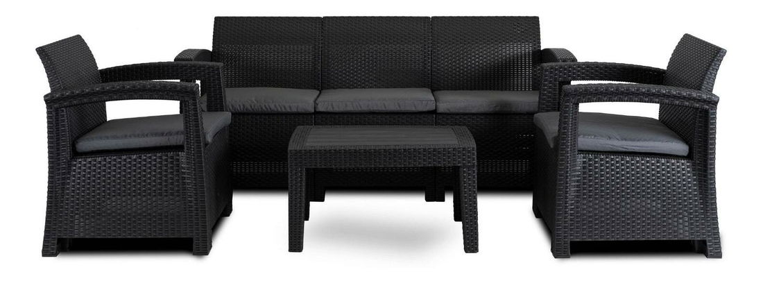 Set mobilier de grădină Buenos (gri închis) (pentru 5 persoane)