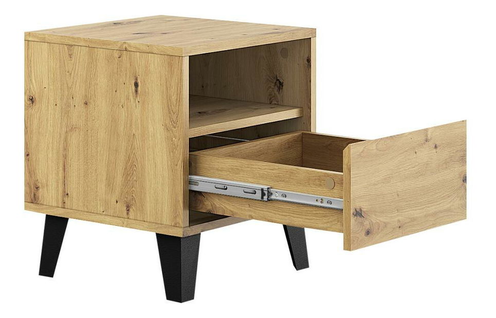 Éjjeliszekrény Brisas (artisan tölgy + fekete) *Kiárusítás