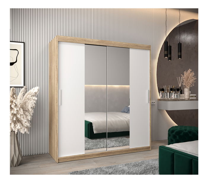 Ormar za garderobu 180 cm Toki 1 (hrast sonoma + bijela mat)