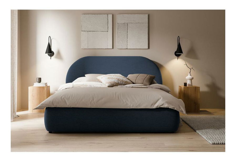 Franciaágy 180 cm Olivo P (ágyráccsal) (tárolóhellyel) (kék + fekete)