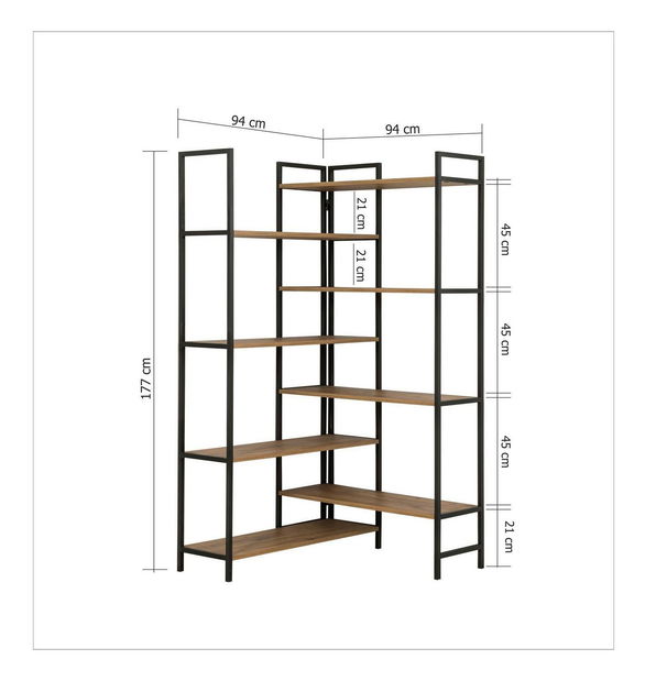 Regál Punale 1 (borovica atlantická + čierna)
