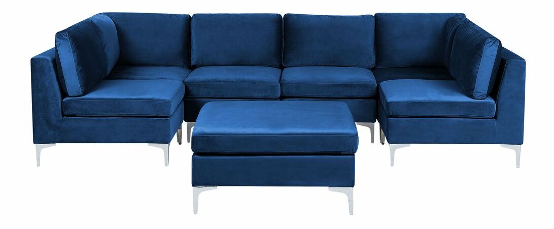 Colțar cu taburete U Eldridge (albastru)