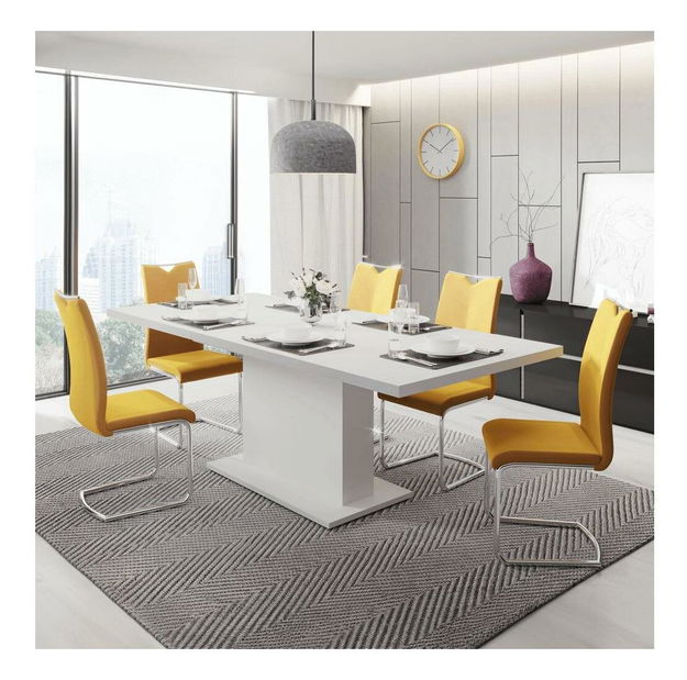 Rozkladací jedálenský stôl Bovata (biela) (pre 6-8 osôb)