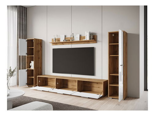 Mobilier living Ikinra XL (Alb + lucios Alb) 
