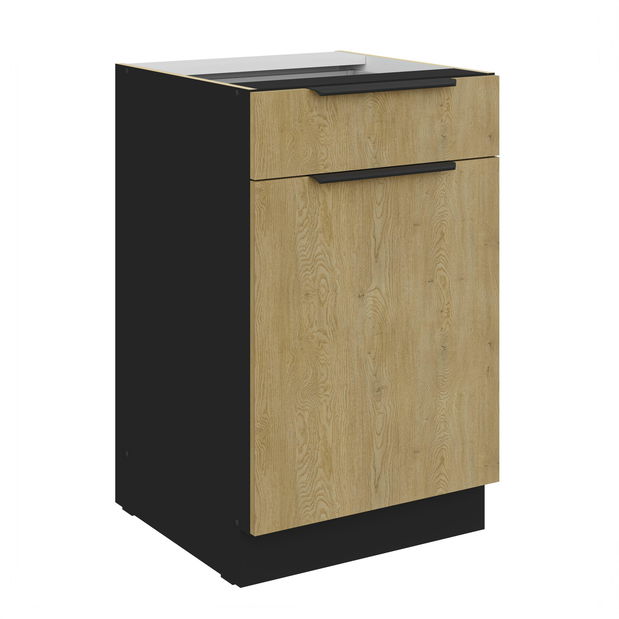 Dulap inferior de bucătărie Carminia 50 D 1F 1S BB PREMIUM BOX (stejar cremona + negru)