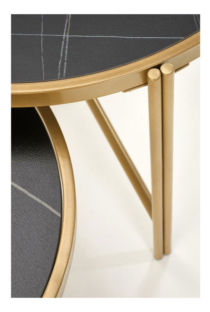 Set 2 buc. măsuțe cafea Fantoma (marmură negru + auriu) *vânzare stoc