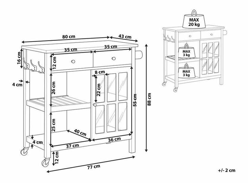 Servírovací vozík GONTO (sivá)