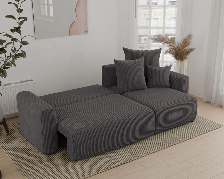 Rohová sedačka Denia (P) (sivočierna)