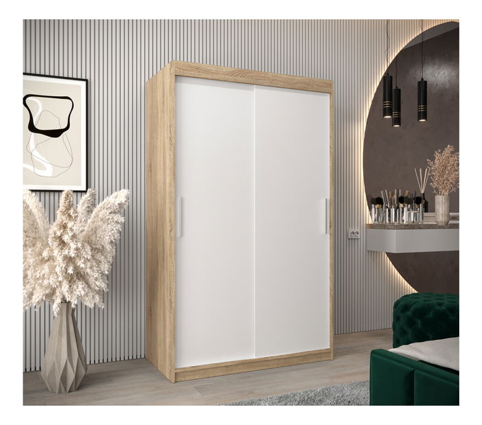 Ormar za garderobu 120 cm Toki (hrast sonoma + bijela mat)