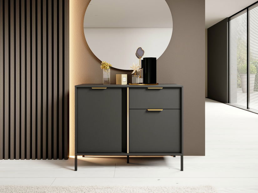 Komód Lyran 2DS (antracit + arany)