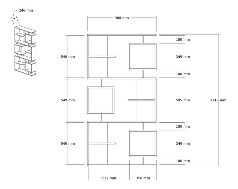 Regál Punadu (borovica atlantická + antracit) 