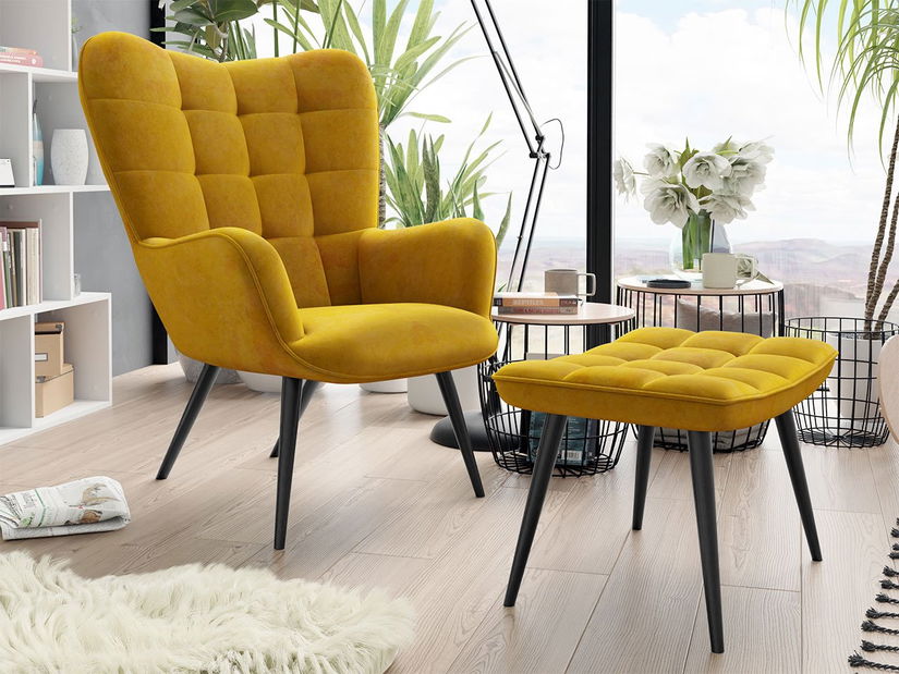 Kreslo Ralikin s taburetkou (žltá) *výpredaj