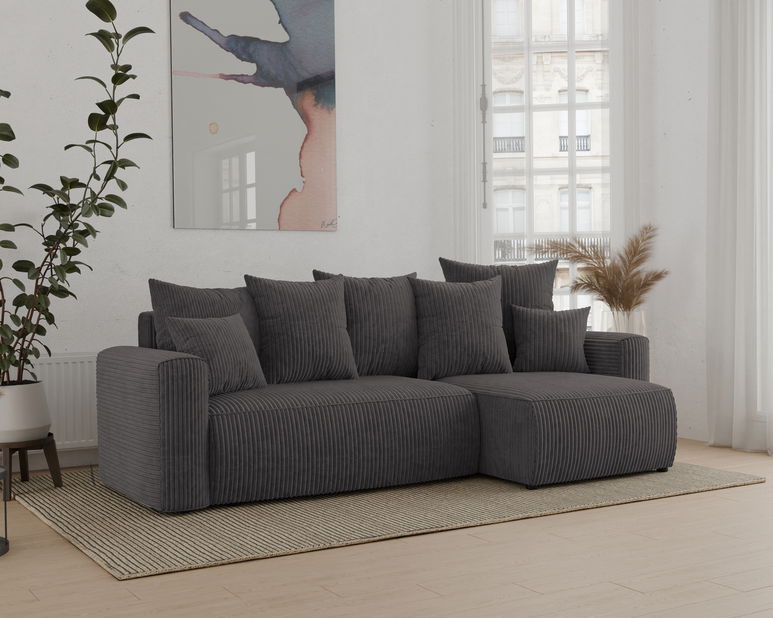 Rohová sedačka Denia (P) (sivočierna)