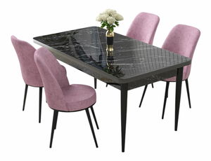 Jedálenský set Nilla 1 (orech barokový + ružová) (pre 4 osoby)