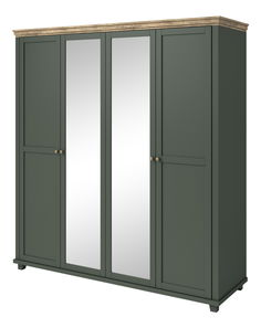 Šatníková skriňa Elvina S ZJU20 (zelená + dub lefkas tmavý) (so zrkadlom)