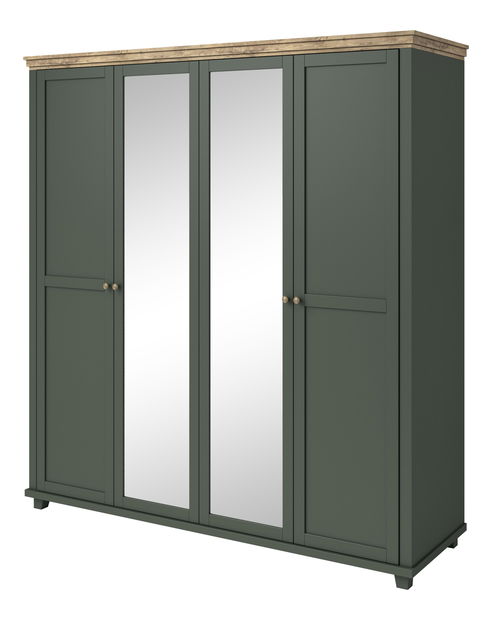 Dulap de haine Elvina S ZJU20 (verde + stejar lefkas închis) (cu oglindă)