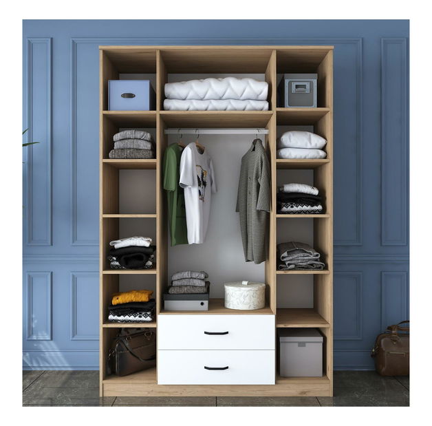 Ruhásszekrény Bastet 2331 (dió + fehér)