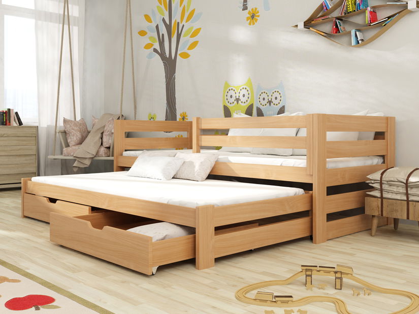 Dječji krevet 90 x 200 cm Keith (s podnicom i prostorom za odlaganje) (bukva)