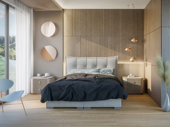 Manželská posteľ Boxspring 180 cm Mirage (svetlosivá) (s matracom a úl. priestorom)