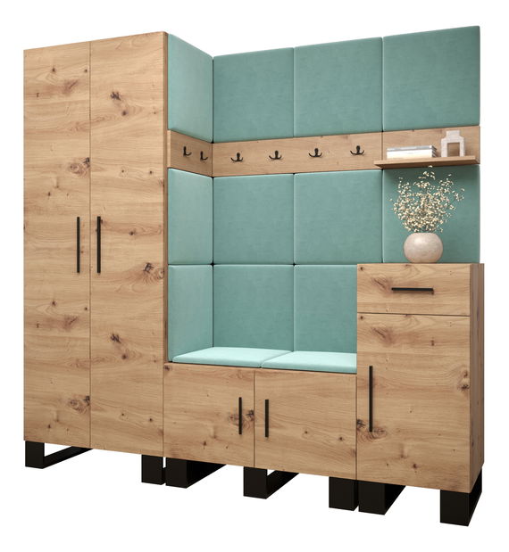 Előszobabútor Amanda 1 (artisan tölgy + zöld)