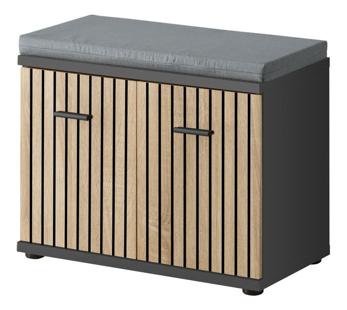 Ormarić za obuću s jastukom Mablo (antracit + hrast artisan + crna)