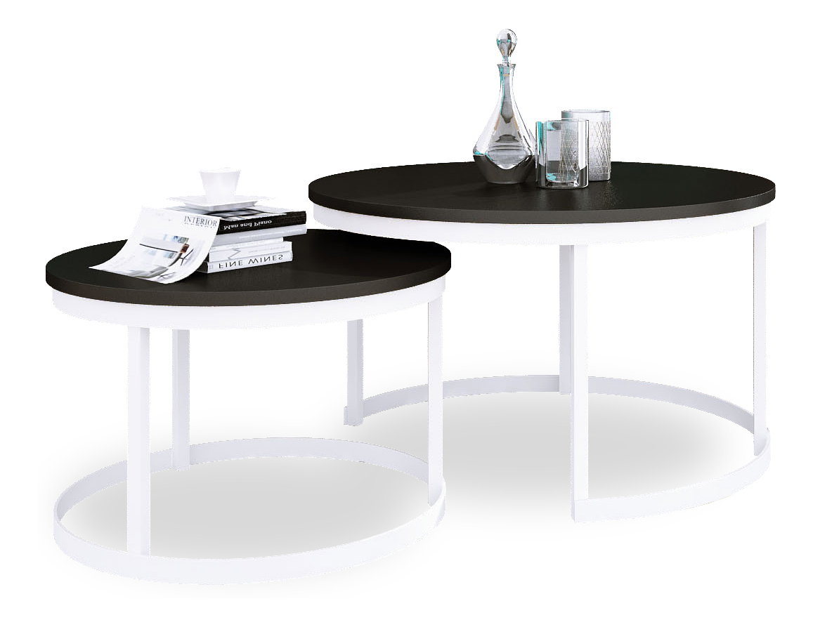 Set 2 ks. konferenčných stolíkov Otir (biela + čierna)